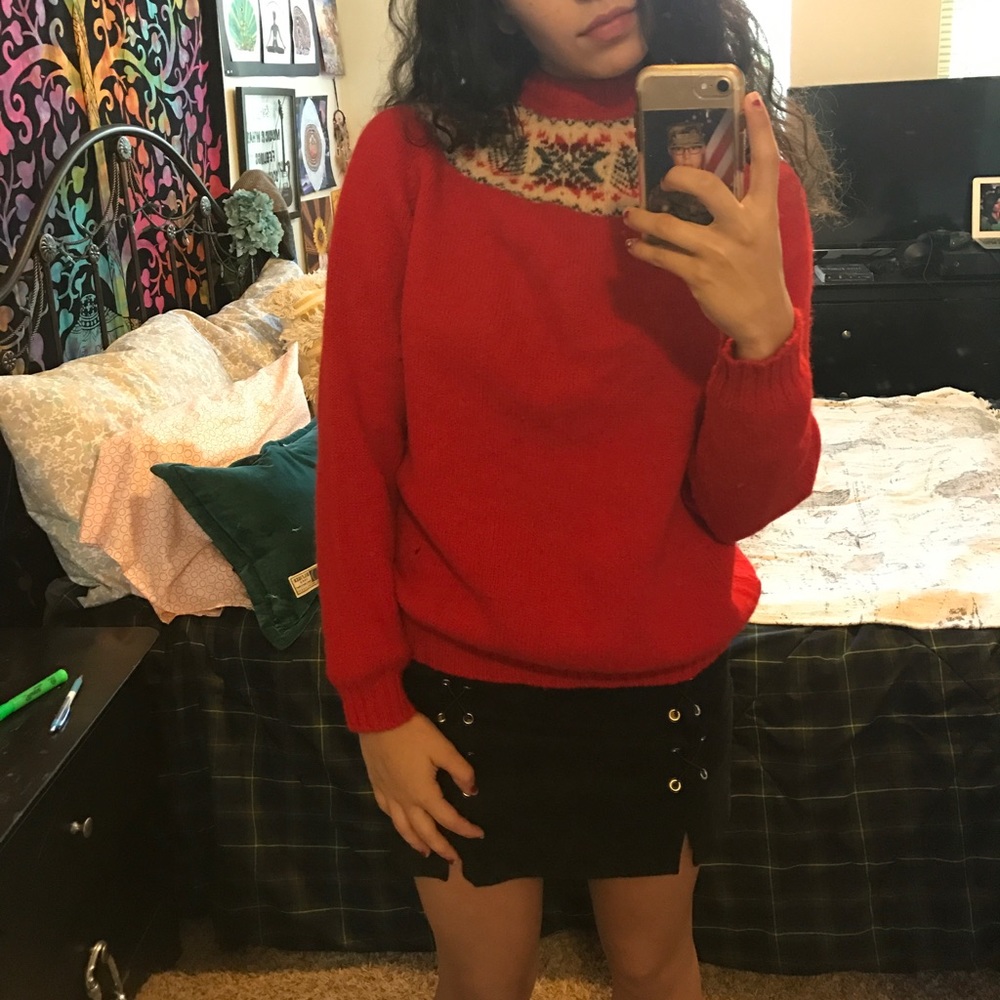 100% New Wool Swiss Holiday Sweater